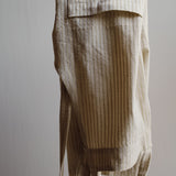 Forkle i bomull - beige med gule striper