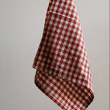 Rødrutet serviett i 100 % bomull – 40 × 40 cm