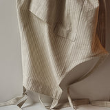 Forkle i bomull - beige med gule striper